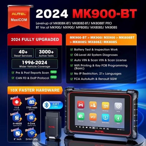 Autel MaxiCOM MK900BT PRO Full System Bidirectional OBD2 Scanner Tool AUTOVIN - Picture 5 of 10